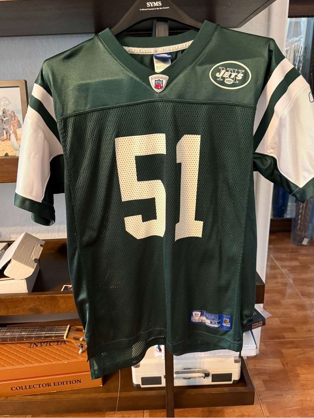 NFL Green and White #51 Football Jersey -Jets Style youth size extra large 18-20